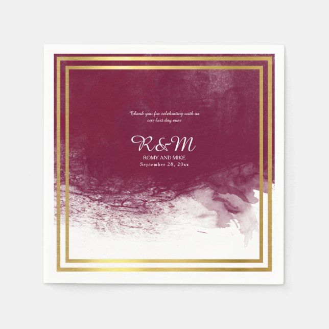 Guardanapo De Papel Água do vinho em casamento branco personalizado (Frente)