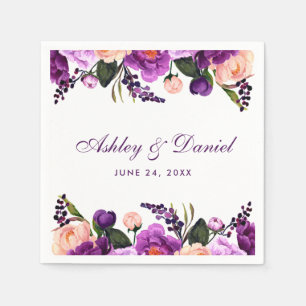 Guardanapo De Papel Aguarela roxa ultravioleta P Wedding floral
