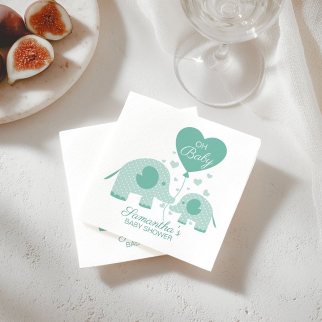 Guardanapo De Papel Ah Bebê Adorável Elefante Verde Menta Chuveiro de  (Criador carregado)