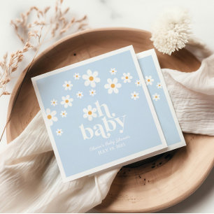 Guardanapo De Papel Ah, Bebê! Margarida retrô azul boho Chás de Bebê