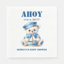 Guardanapo De Papel Ahoy Chá de fraldas Náutico Blue Sailor Bear Boy