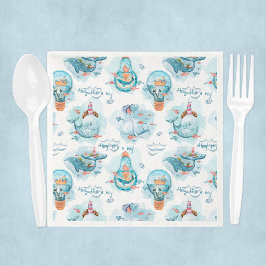 Guardanapo De Papel Ahoy, é um Chá de fraldas de baleia