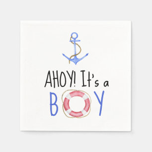 Guardanapo De Papel Ahoy, é um menino! Chá de fraldas náutico