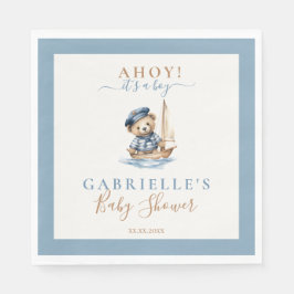 Guardanapo De Papel Ahoy, é um menino! Chá de fraldas náutico minimali