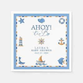 Guardanapo De Papel Ahoy É um Menino Chuvada Náutica Oceano Baby Showe