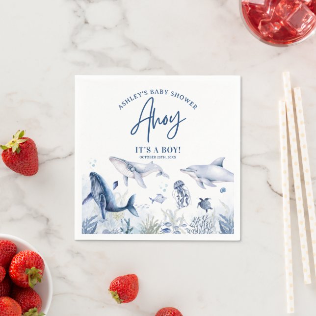 Guardanapo De Papel Ahoy! É um menino, debaixo do Chá de fraldas do Se (Insitu)