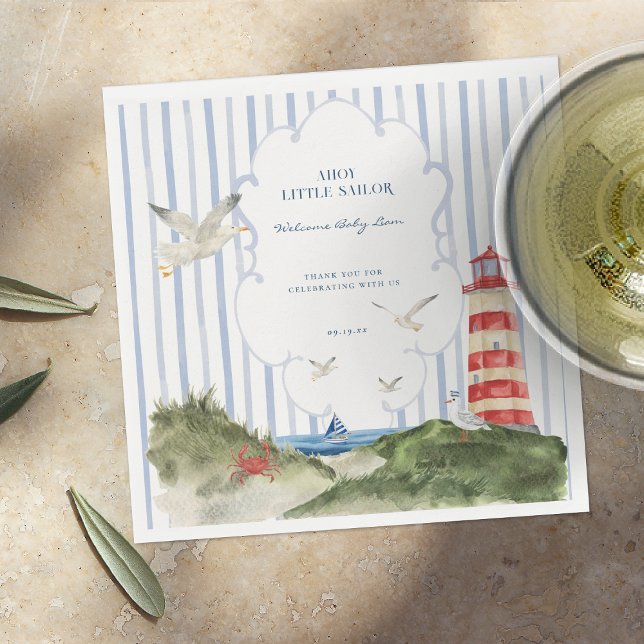 Guardanapo De Papel Ahoy Little Sailor Chá de fraldas Náutico (Criador carregado)