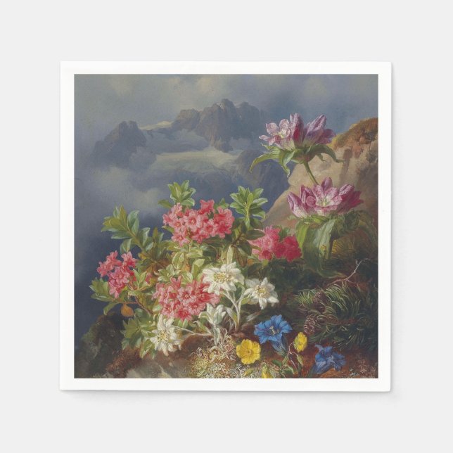 Guardanapo De Papel Ainda com Flores Alpinas - Andreas Lach (Frente)