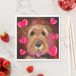 Guardanapo De Papel Airedale do Dia dos Namorados
