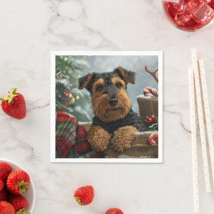 Guardanapo De Papel Airedale Dog Natal Festivo