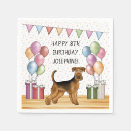Guardanapo De Papel Airedale Terrier Cute Dog Pastel Feliz Aniversário