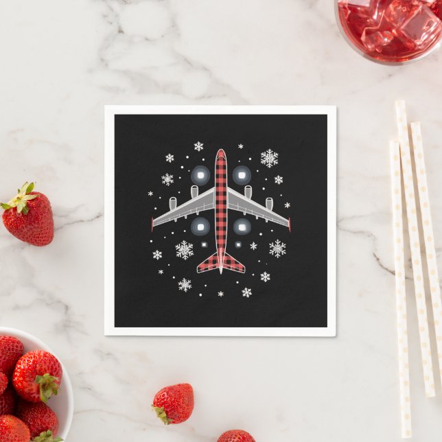 Guardanapo De Papel Airplane Plaid Christmas Pilot (Insitu)
