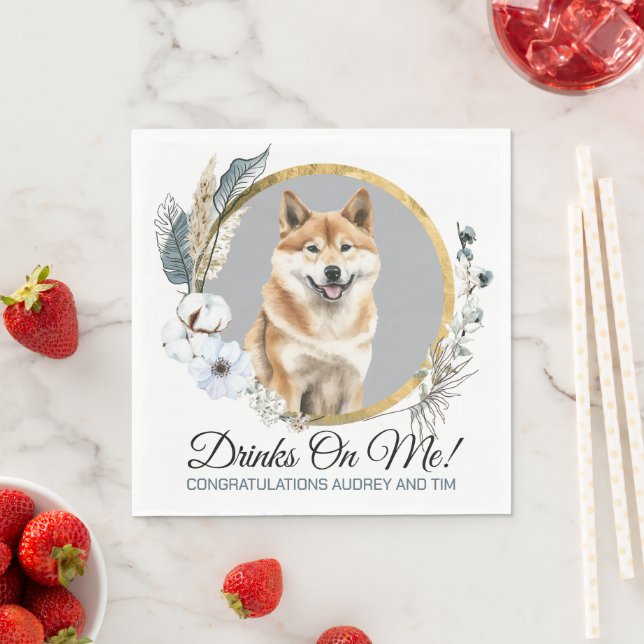 Guardanapo De Papel Akita Inu Wedding Napkins Com Cães Foto (Insitu)