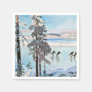 Guardanapo De Papel Akseli Gallen-Kallela - Patinadores perto de Kalel