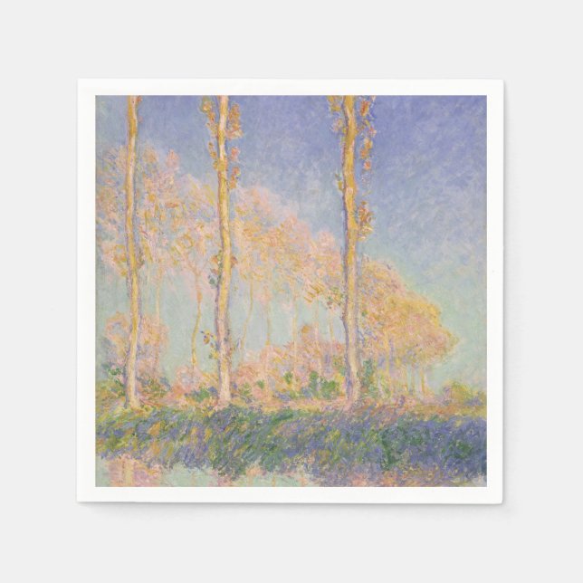 Guardanapo De Papel Álamos, paisagem impressionista, Claude Monet (Frente)