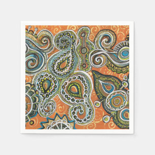guardanapo de papel alaranjado de paisley