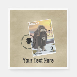 Guardanapo De Papel Alaska Muskox Postage Stamp Souvenir