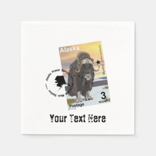 Guardanapo De Papel Alaska Muskox Postage Stamp Souvenir