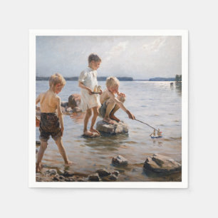 Guardanapo De Papel Albert Edelsense - Meninos tocando na praia