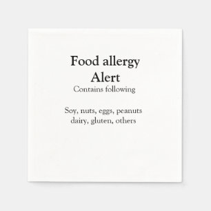 Guardanapo De Papel alerta de alergia alimentar adicionar nome texto i