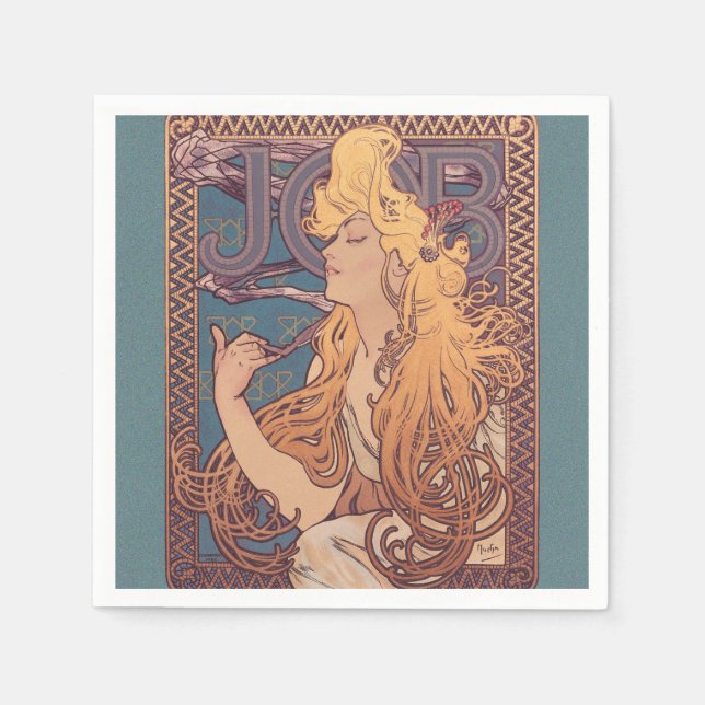 Guardanapo De Papel Alfonse Mucha Job Art Nouveau mulher (Frente)