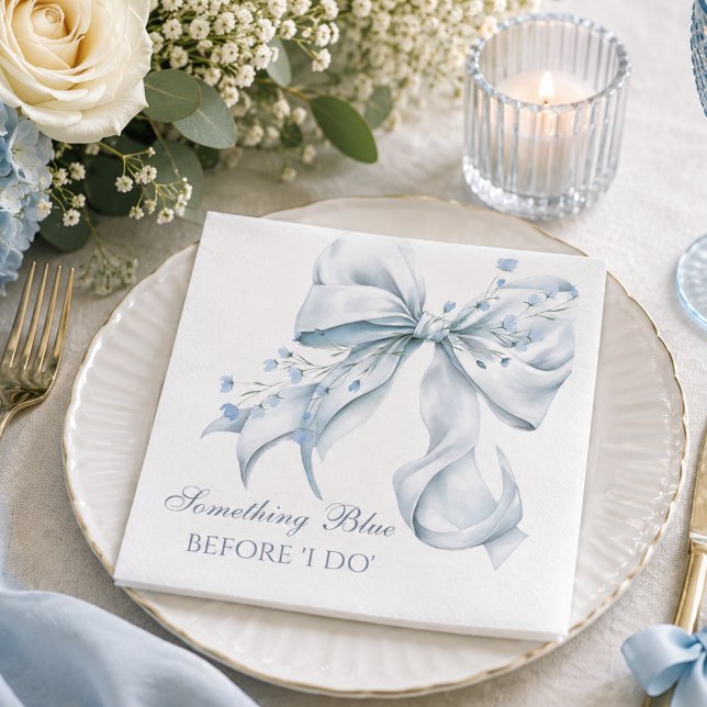 Guardanapo De Papel Algo Azul Antes de Eu Fazer Arco Coquete (Something Blue Before I Do, Coquette bridal shower Napkin)