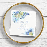 Guardanapo De Papel Algo azul antes de fazer chuveiro floral de noiva<br><div class="desc">Algo azul antes de eu fazer guardanapos personalizados azuis florais para chuveiro de noiva,  aquarela azul empoeirado e flores brancas convite botânico tema jardim chuveiro de noiva.</div>