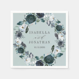 Guardanapo De Papel Algo Azul | Casamento Floral Wreath Personalizado