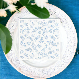 Guardanapo De Papel Algo azul francês vintage floral chá de noiva
