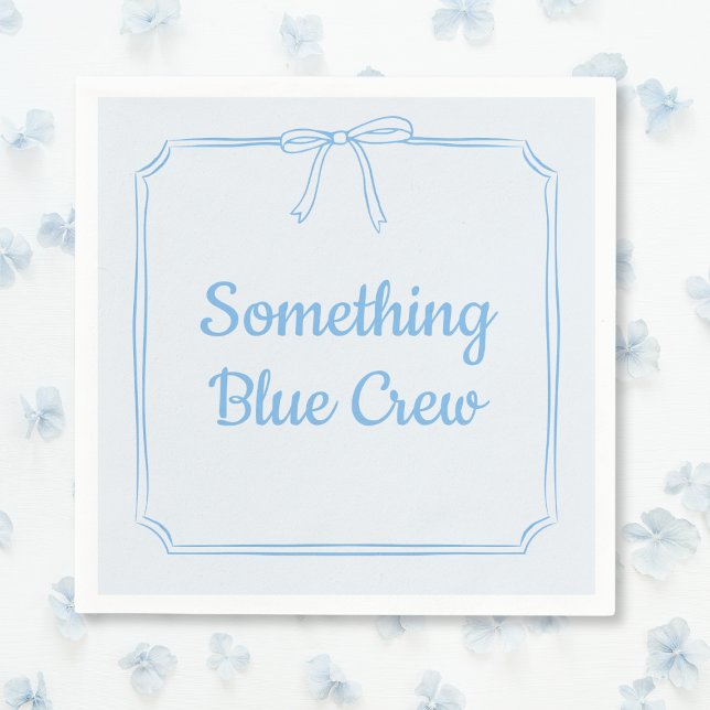Guardanapo De Papel Algo Azul Tripulação Bow Festa de Casamento Person (Chic Trendy Bow 'Something Blue Crew' Napkins - Perfect for Bachelorette Parties and Bridal Showers!)