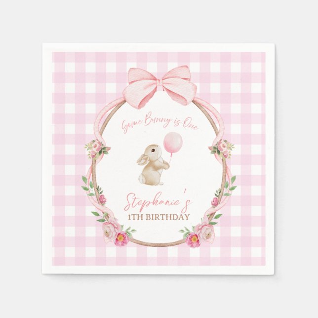 Guardanapo De Papel Algum Coelhinho é Um Coelho de Primeiro Aniversári (Frente)