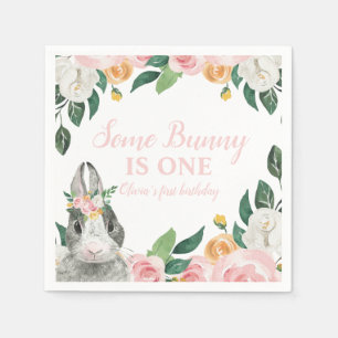 Guardanapo De Papel Algum Coelhinho é Um Primeiro Aniversário Floral
