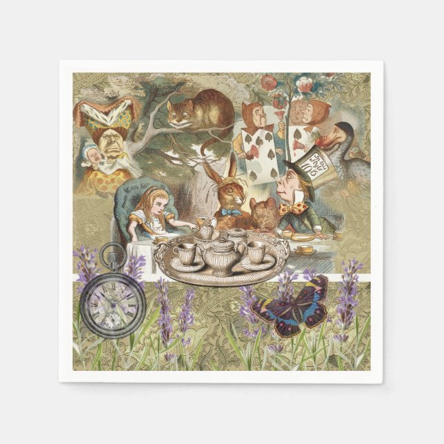Guardanapo De Papel Alice Adventures em Wonderland Mad Tea Party (Frente)