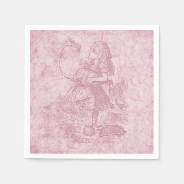 Guardanapo De Papel Alice com Flamingo Alice no País das Maravilhas da (Frente)