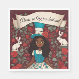 Guardanapo De Papel Alice Negra na Terra das Maravilhas