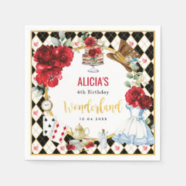 Guardanapo De Papel Alice no País das Maravilhas Meninas da Flor Verme