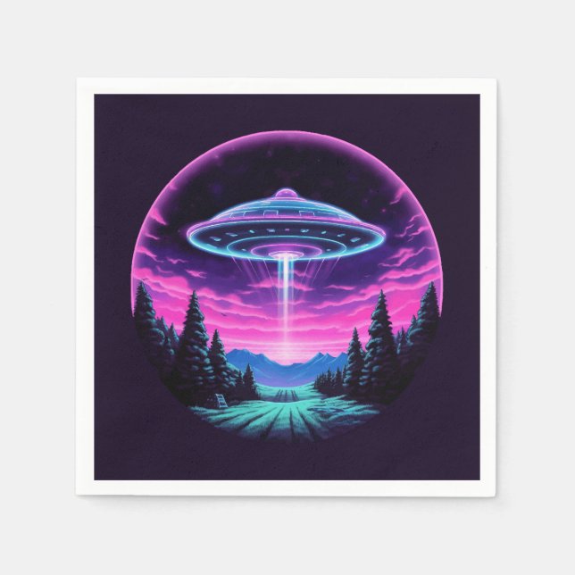 Guardanapo De Papel Alienígena Espacial Retrofuturista (Frente)