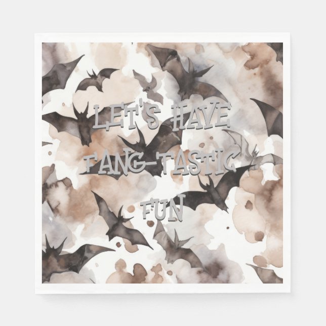 Guardanapo De Papel Almoço De Fang-Tástico De Halloween, Bats De Água  (Frente)