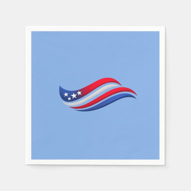 Guardanapo De Papel Almofada USA Stars & Stripes Wave | Vermelho Branc (Frente)