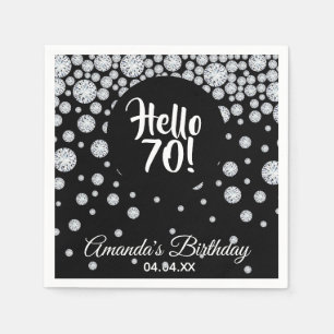 Guardanapo De Papel Alô preto da festa de aniversário 70 70 monogram