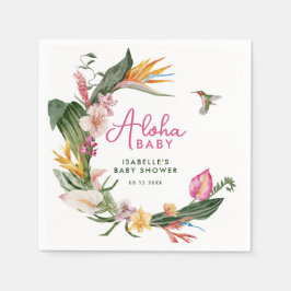 Guardanapo De Papel Aloha Baby Tropical Floral Wreath Chá de fraldas