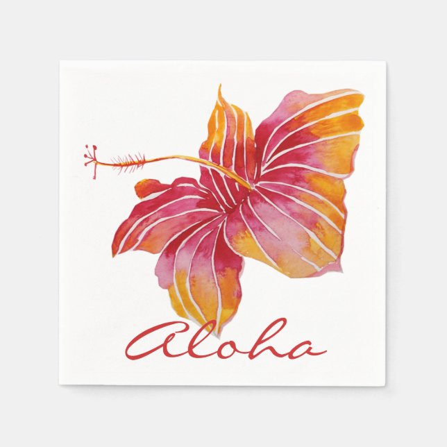 Guardanapo De Papel Aloha | Hawaius Hibiscus Flower Paper Napkins (Frente)