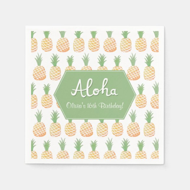 Guardanapo De Papel Aloha Luau Pineapple Festa de aniversário Napkins (Frente)