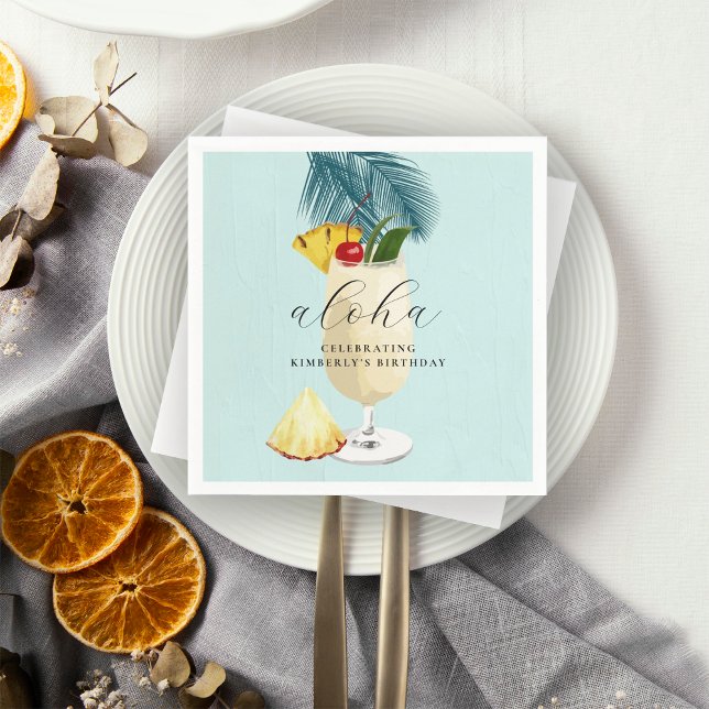 Guardanapo De Papel Aloha Pina Colada Festa de aniversário de coquetel (Criador carregado)