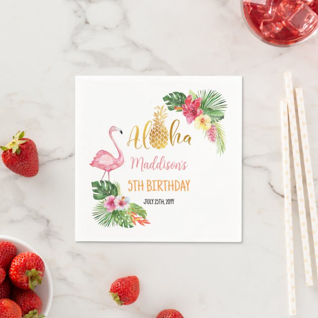 Guardanapo De Papel Aloha! Tropical Pineapple Birthday LUAU Party (Insitu)