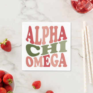 Guardanapo De Papel Alpha Chi Omega Gráficos Empilhados Retro Groovy