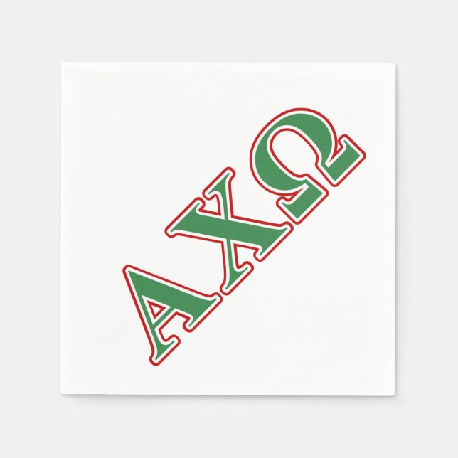 Guardanapo De Papel Alphi Chi Omega Letras Verdes e Vermelhas (Frente)
