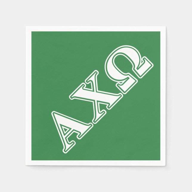 Guardanapo De Papel Alphi Chi Omega White e Green Letters (Frente)