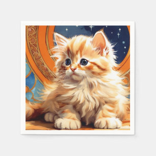 Guardanapo De Papel Alphonse Mucha Art Nouveau Orange Cat