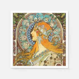 Guardanapo De Papel Alphonse Mucha Art Nouveau Zodiac